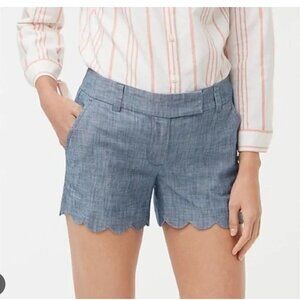 J.Crew Chambray Cotton Shorts with scalloped hem Women's Size 14